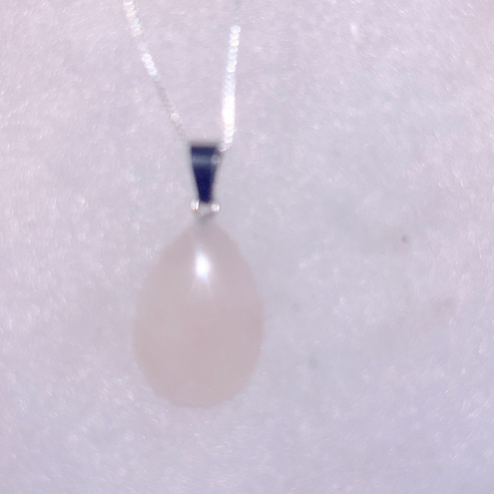 Boho hippie Rose Quartz Crystal Sterling Silver 16” Necklace